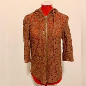 Boho Lace Hooded Zip-Up Light Jacket